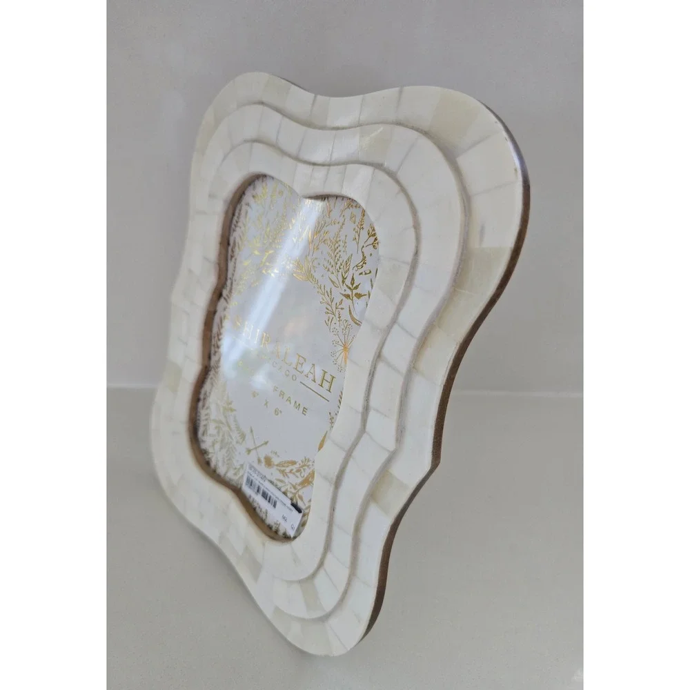 Shiraleah Chicago Roma Ivory Bone Inlay Triple Wavy 4x6 Picture Frame